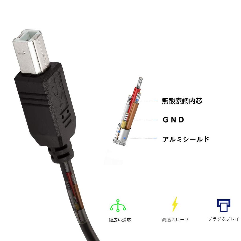 MIDI-USB-Konvertierungskabel 1m wuernine USB Typ A B Audiokabel für elektronische elektronische Tastatur, Gitarre, USB-DAC usw.