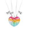 3Pcs Friendship Jewelry Matching Heart Pendant Necklace Friendship Cartoon Dripping Heart Necklace