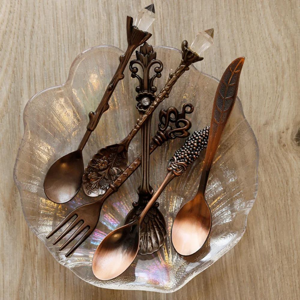 6 Stück/Set Geprägter Dessertlöffel Königlicher Teelöffel Retro Vintage Hof Kaffeelöffel Geschenk