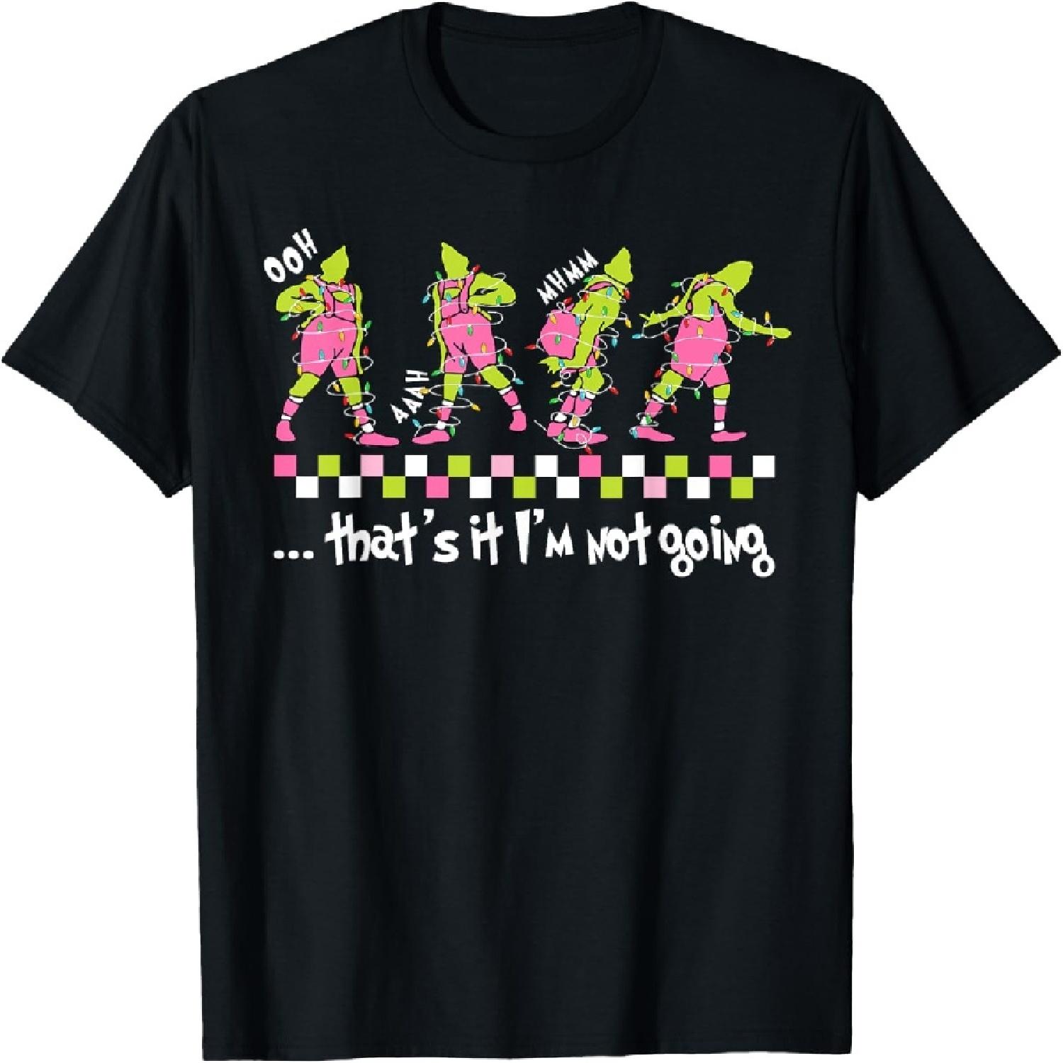 

That s It I m Not Going Christmas Xmas Lights Tees Unisex-Adults, Kids Black Short Sleeve V-Neck T-Shirt Small Christmas Family Matching T-Shirt XXXXXL