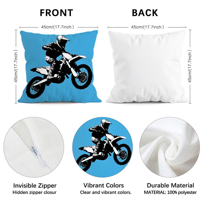 1 Pc Motorcycle Rider Pillow Cover For Home Living Room Bedroom Sofa Office Decorative Pillowcase Soft Throw Pillows 45*45 Cm