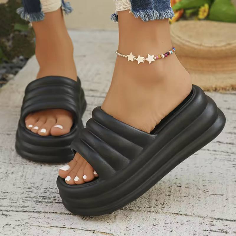 Pink Chunky Platform Slippers Women Summer Thick Bottom Wedge Heels Sandals for Woman Non Slip Outdoor Flip Flops