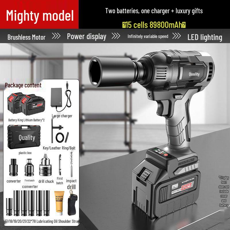 High Torque Rechargeable Brushless Impact Wrench with Lithium Battery for Car Repair