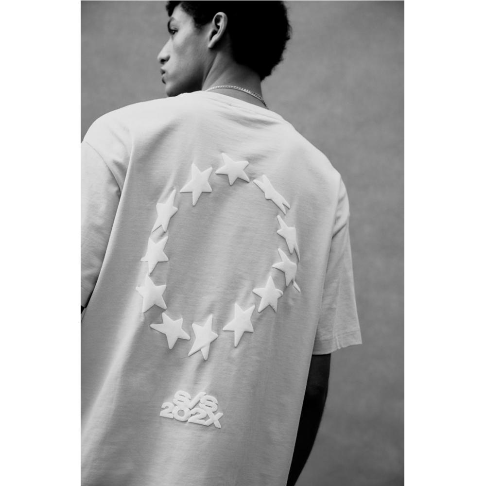 H M Loose FiT PrinT T sHirT Beige sTars