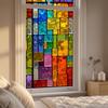 Static Cling Window Film, Full Blackout, Colorful Geometric Privacy UV Blocking, Reusable Heat Insulation Window Sticker for Home Office