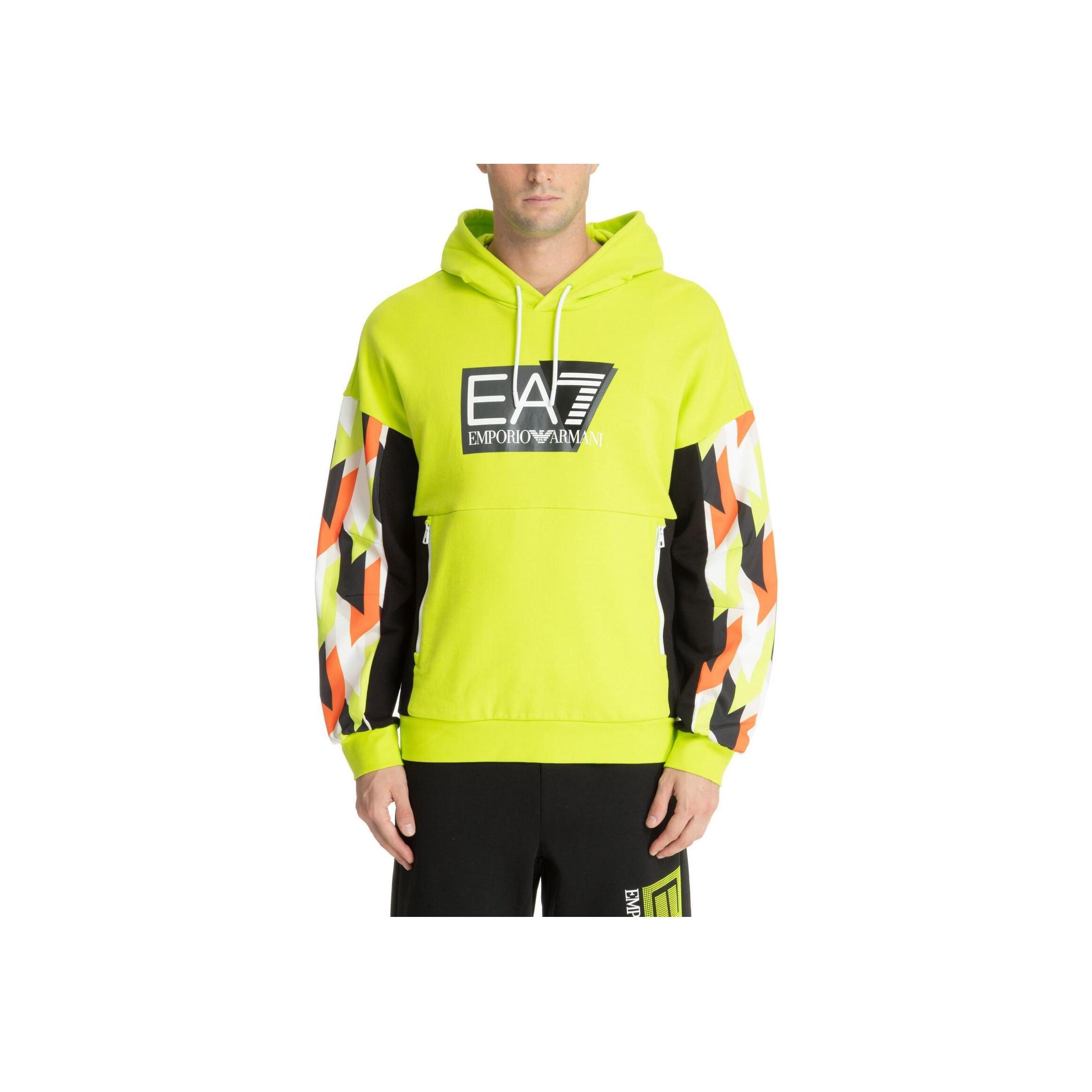 Emporio Armani Color Block Hooded Printed Long Sleeve Sweatshirt Men sweatshirt Yellow 3DPM54-PJEQZ-1873 L 14970₽