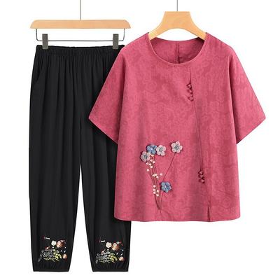 Pigiama da donna a 2 pezzi con top a manica corta e pantaloni capri, pigiami larghi, abbigliamento da casa