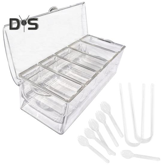 

Прозрачный контейнер для пищевых продуктов с крышкой-зажимом, ложка, 5 отделений, открытый пикник, фрукты, овощи, сохранение свежести, ящик для хранения специй, приправ, разделенный поднос прозрачный