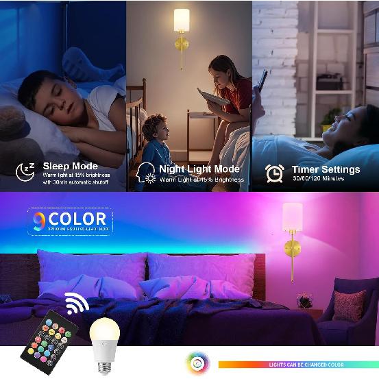 KARTOOSH Batteriebetriebene Wandleuchte Set aus zwei Stück, Dimmbar 4CCT, RGB, Timer | Wiederaufladbare Kabellose Wanddeko-Leuchte, Fernbedienung, Nachtmodus, für