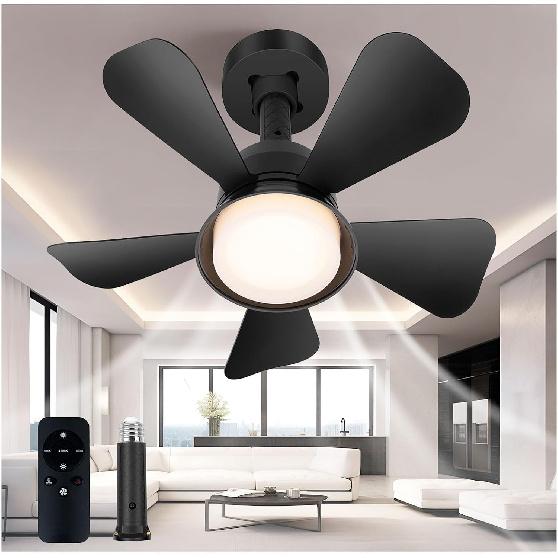 Ceiling Fans with Lights, Black Low Profile Ceiling Fan with Light, 3 Wind Speeds 1000 Lumen LED Lights, Smart Ceiling Fan Light with Remote for