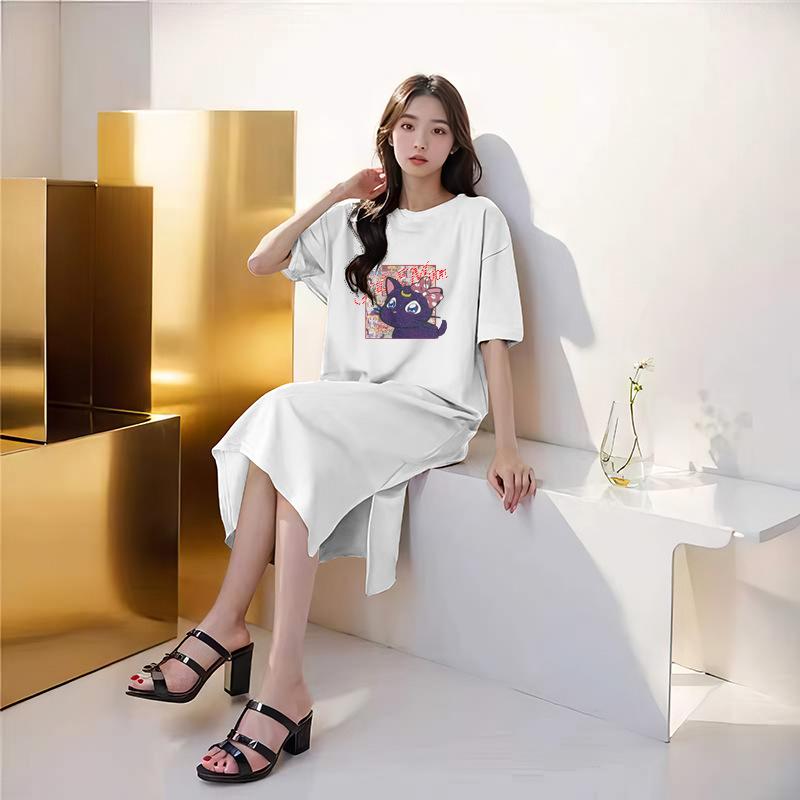 Vestido Largo de Verano para Mujer, Holgado, Estilo Lazy Wind, con Abertura por Encima de la Rodilla
