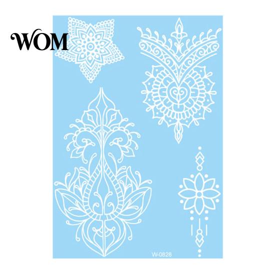 Eco-friendly Tattoo Sticker White Lace for Women, Temporary Face Body Skin-friendly Arm, Waterproof Fake Decal Wedding Party Festival Safe Tattoos