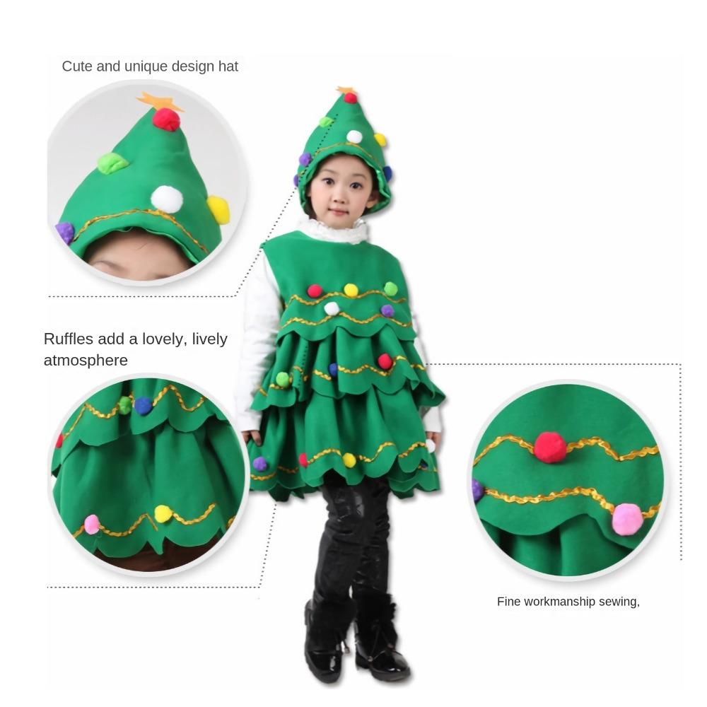 Polyester Kids Dress Leeveless Cosplay Costume Fashion Christmas Tree Costume  Kids