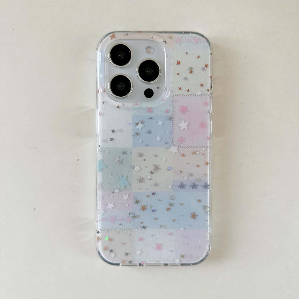Ins glitter shiny stars imd shell bracelet back cover for iphone 15 13 pro max 14 16 promax cartoon phone case conque