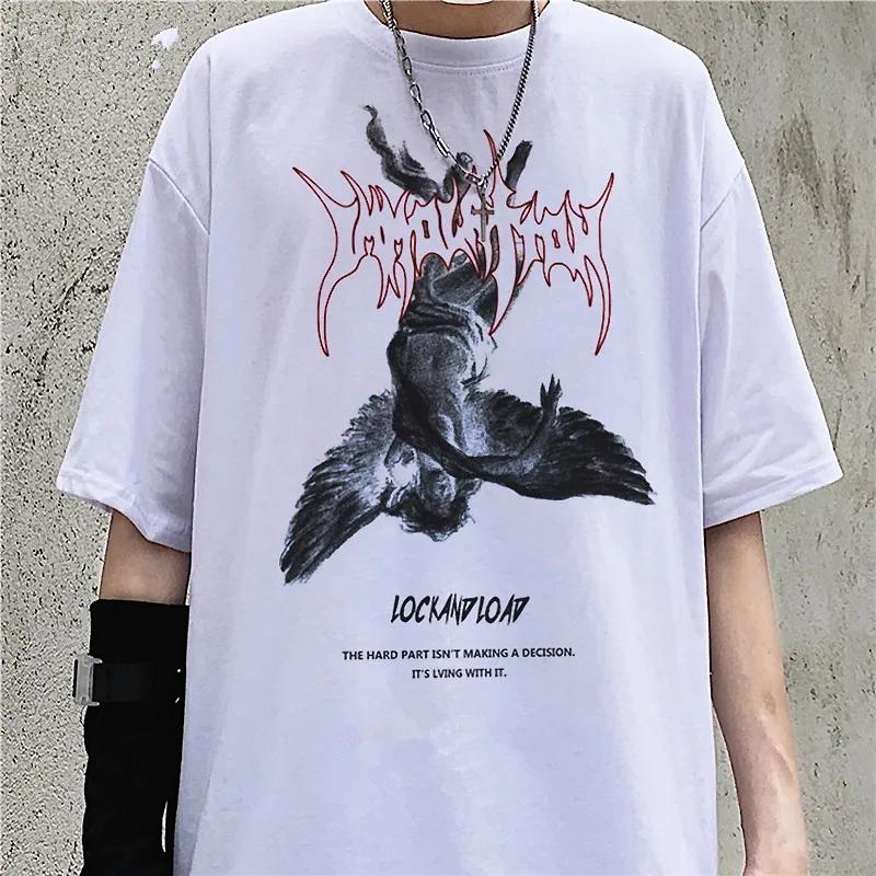 Harajuku Art Fallen Angel Mens T-shirt Summer Women O-Neck Streetwear Tshirts Tops Short Sleeve Top Male Vintage Y2k Clothes