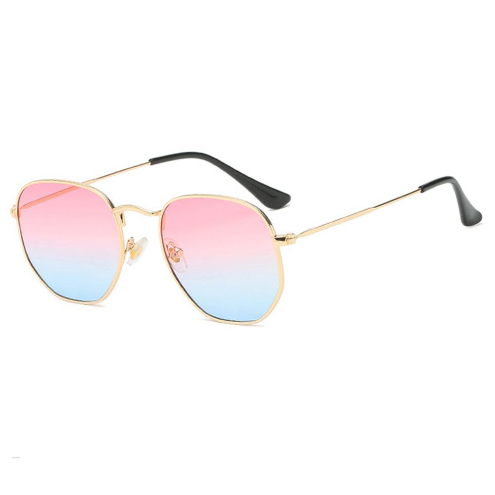 UV400 Glasses Metal Frame Driving Sun Glasses Polygon Mirrored Lens Sunglasses for Men and Women Small Square Sunglasses