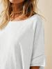 Women's Oversized T-Shirt Crew Neck Short Sleeve Side Slit Loose Summer Blouse Top