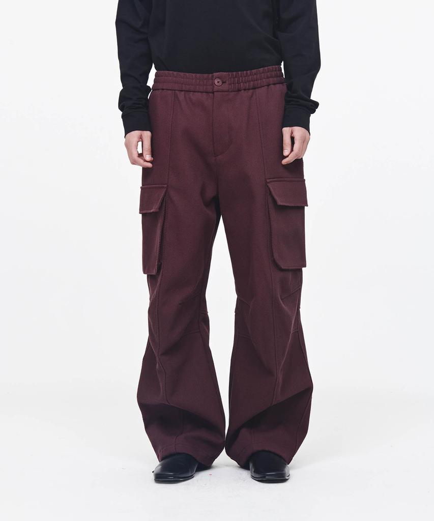 Aepeuteopeulei Wide Military Cargo Pants Burgundy