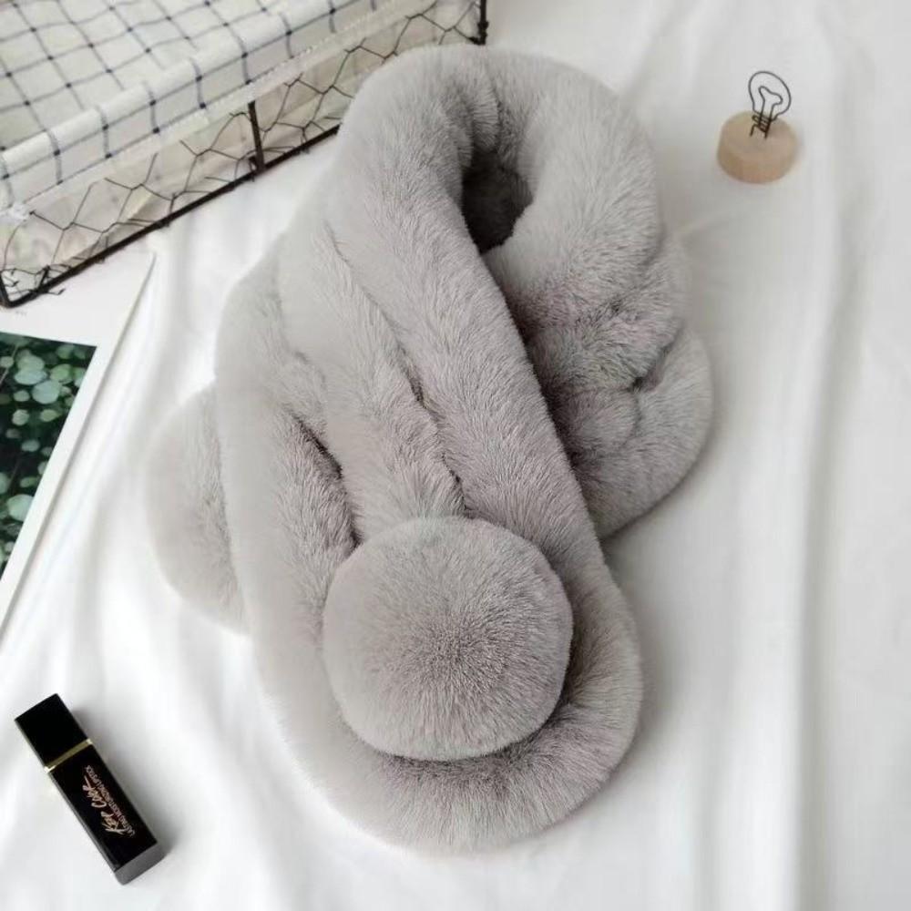Faux Rabbit Fur Plush Neck Scarf Solid Color Neckerchief Wrap New Neck Warmer  Winter