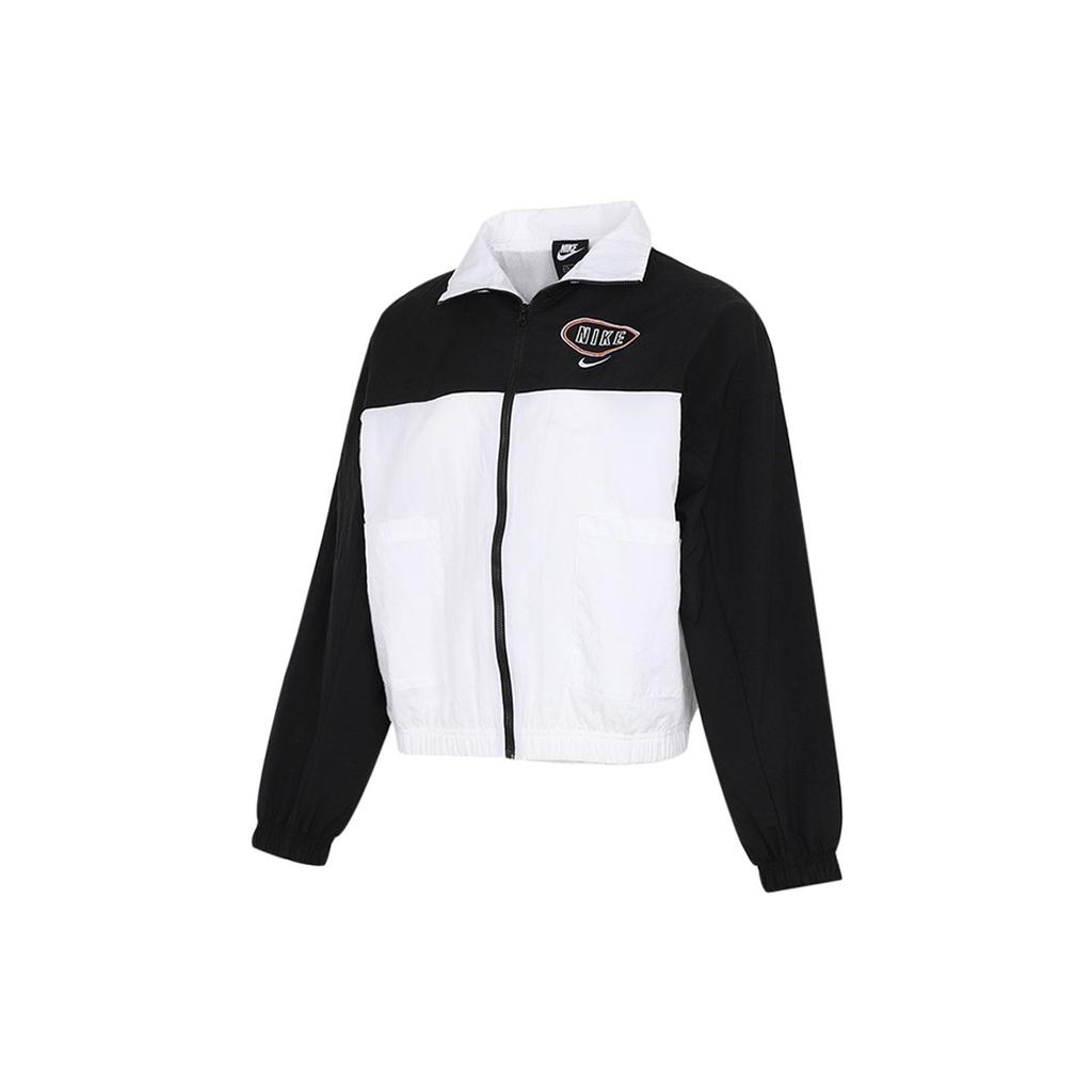 Nike Embroidered Logo Color-Block Breathable Sports Jacket Women Outerwear White CZ8319-010