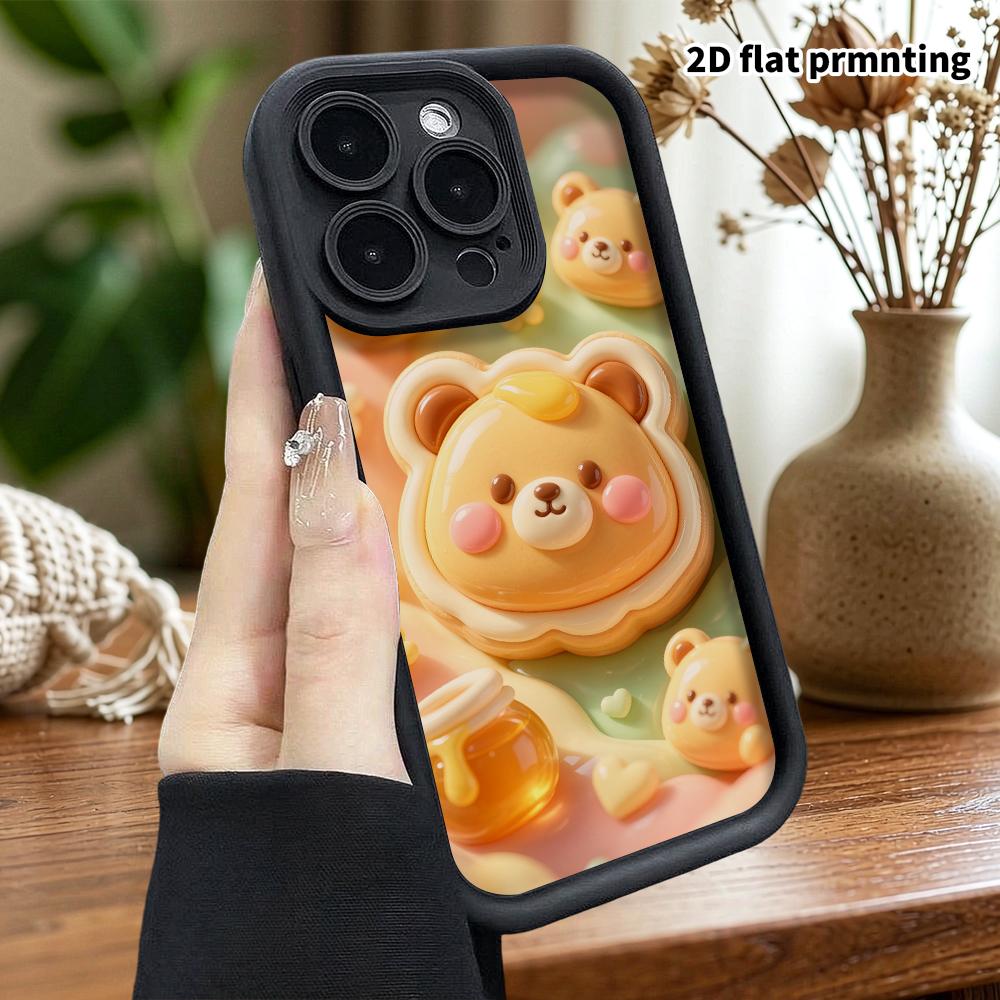 Phone Case: 2D Flat Design, Fits iPhone 18 17 16 15 14 13 Pro, Honey Bear Cookie, Perfect Christmas and Halloween Holiday Gift