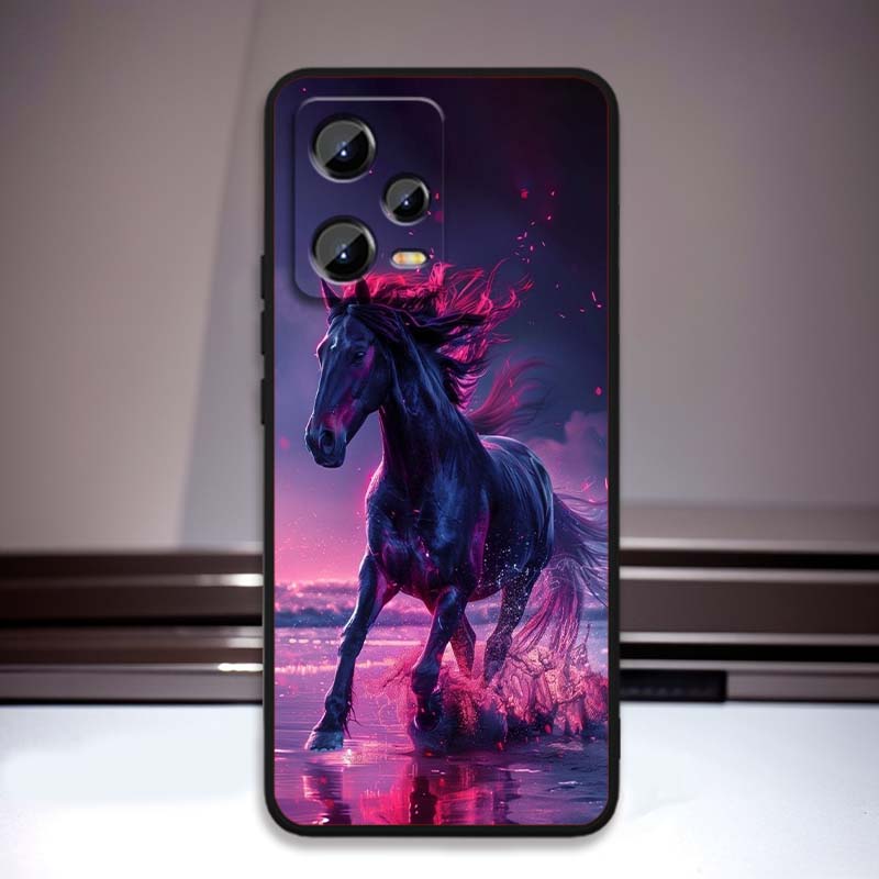 Cartoon Anime Animals Phone Case For Xiaomi Redmi Note 15 14 13 12 12S 11E 11 11S Pro Plus 4G 5G Black Soft TPU