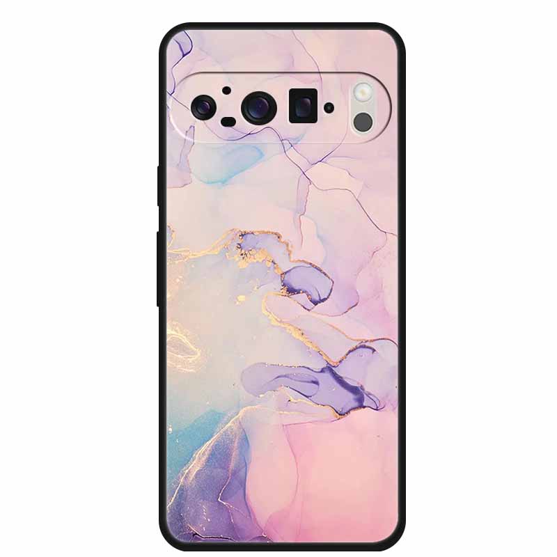 For Google Pixel 9 Pro XL Cellphone Case Luxury Protector Soft Silicone Cover for Google Pixel 9Pro XL Marble Soft Black Funda