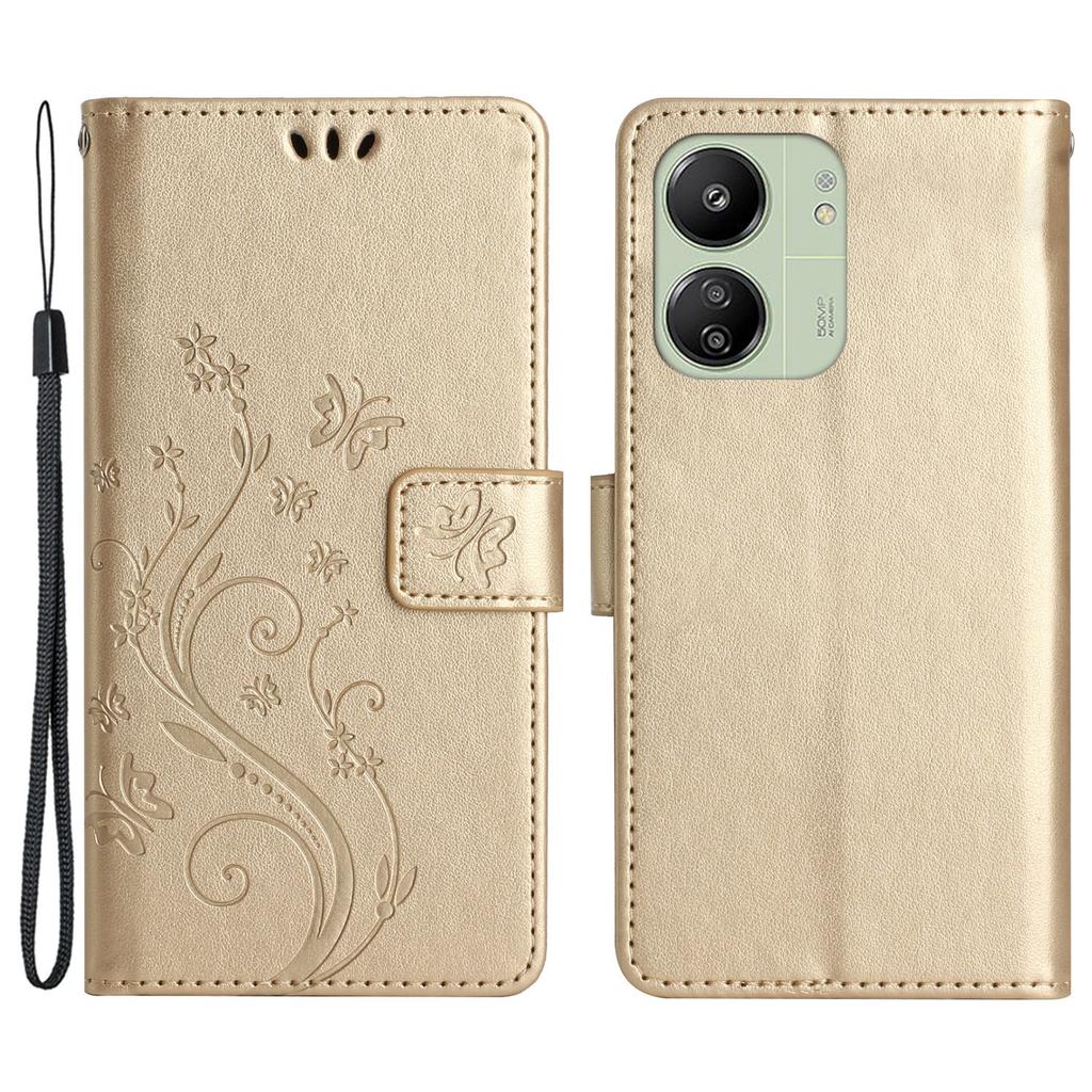 For Xiaomi Redmi 13C 4G/5G/13R 5G/Poco M6 5G/Poco C65 4G Leather Case Butterfly Phone Wallet Cover