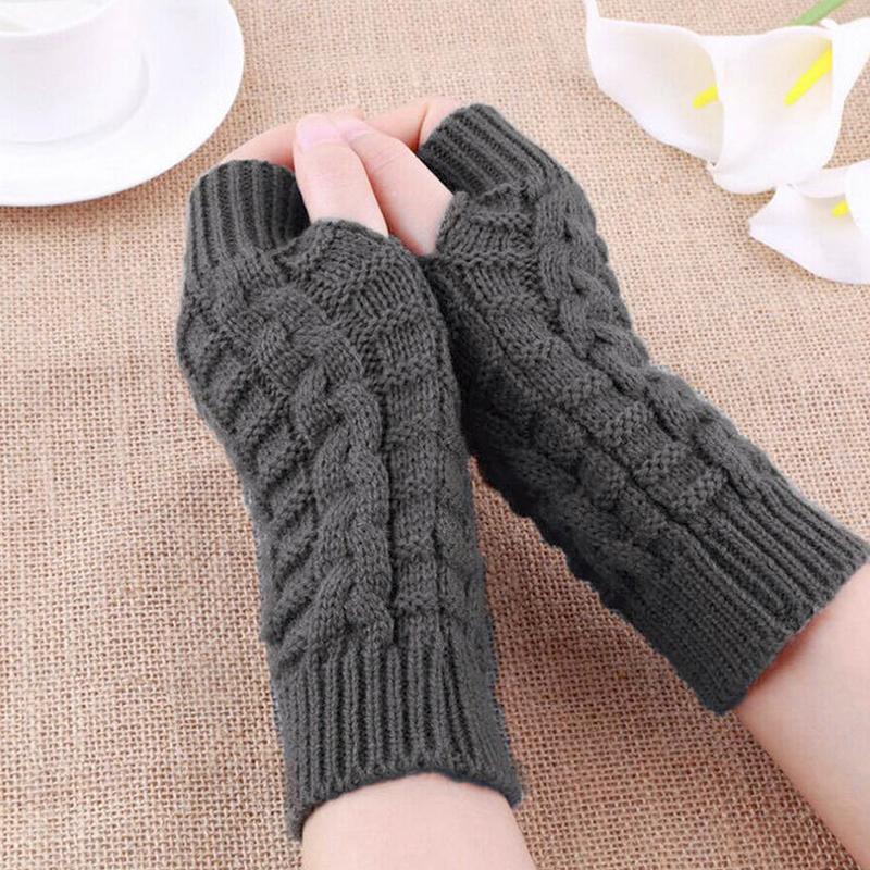 Fashionable Casual Women S Exposed Finger Gloves Warm Half Finger Gloves