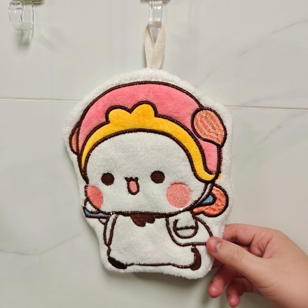 Soft Panda Bubu Dudu Hand Towel Double Layer Thick Absorbent Coral Fleece Hanging Towel Cute Bear Cartoon Towel for Home Towel