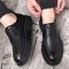 Autumn and Winter New Fashion Trend Big Head Leather Shoes Soft Sole Soft Surface Men's Casual Versatile Thick Sole Heightening Real Cow Leather Shoes