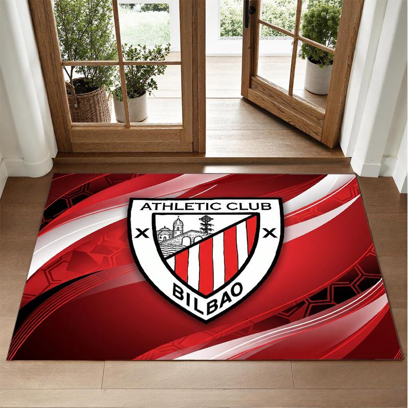 Athletic Bilbao Football Design Crystal Velvet Rug Soft Decorative Mat for Bedroom Entrance