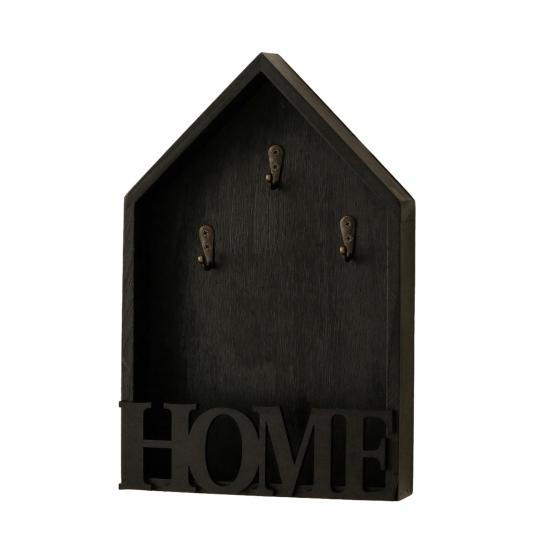 Деревянный держатель для ключей для дома с 3 крючками, деревенский, настенный органайзер для ключей, многоцелевой, для прихожей дома, офиса, декоративная вешалка-крючок для ключей чёрный