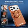 360 Rotatable Ring Stand Leather Case for IPhone 18 Pro Max 17 Air 16 Pro 15 Plus 14 13 12 Magnetic Charging Bracket Phone Cover