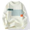 Höst Vinter Herrtröja Tjock Lös Stickad Färgblock Rund Hals Långärmad Pullover