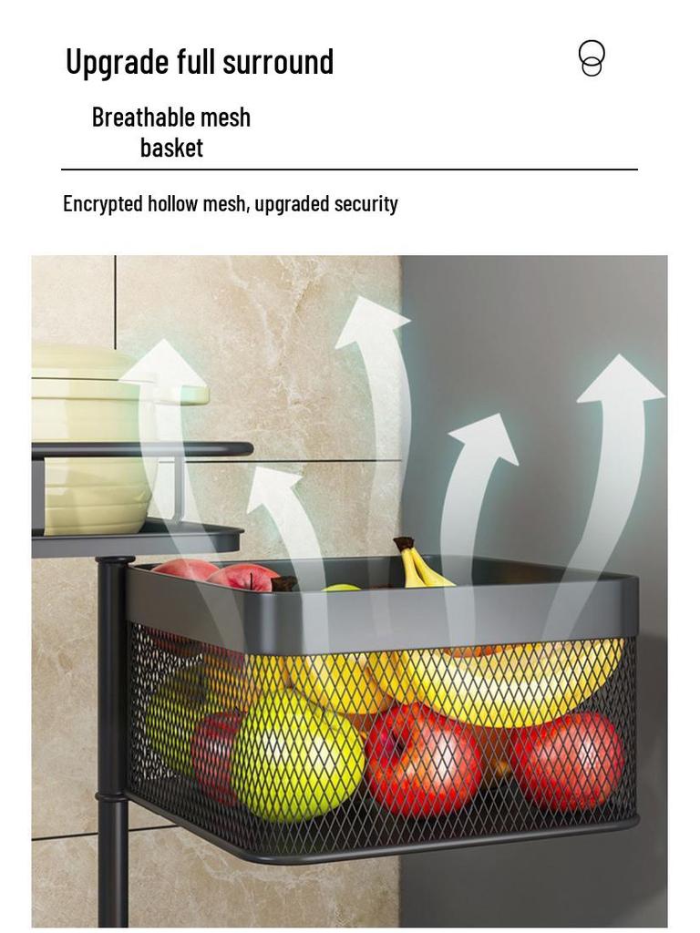 Rotating Multi-Layer Storage Rack for Fruits & Vegetables - No Installation Needed