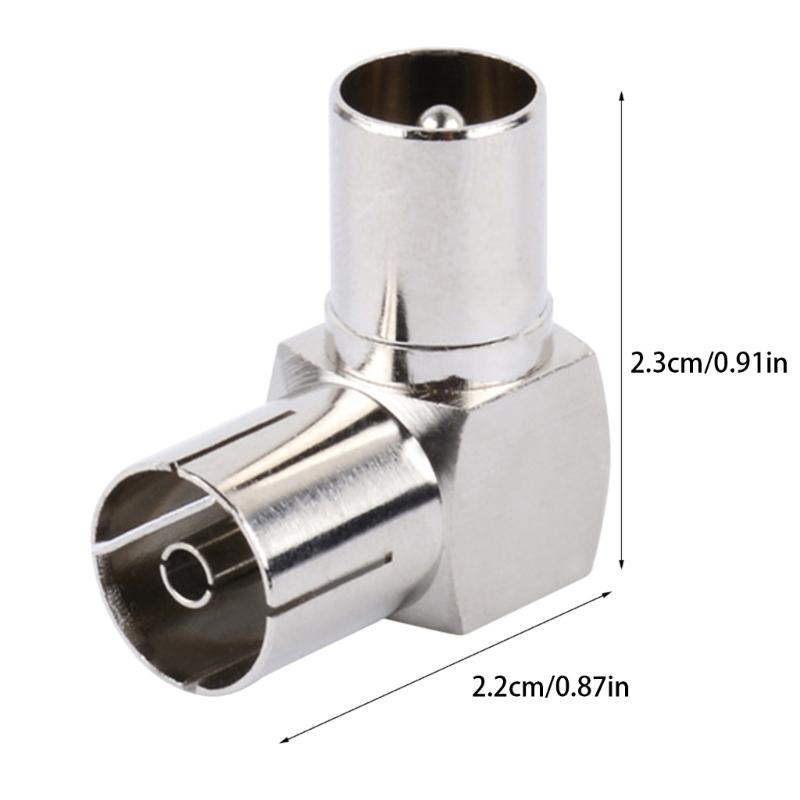2x 90 Degree TV Aerial Antenna Plug Connector Right Angle Adapter Plug To Socket Coaxial Cable RF Coaxial Female to Male