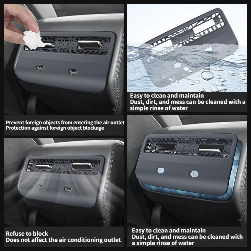 Rear Air Vent Cover For Tesla Model Y Standard 2025 Accessories Armrest Box Back Conditioner Outlet Filter Grille Protector