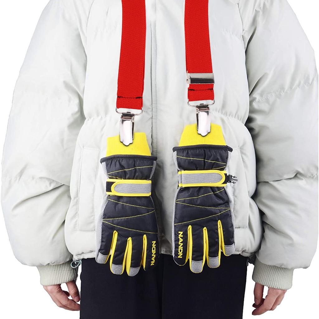 2pcs Children Adjustable Elastic Gloves Catcher Glove Clip Holder For Outdoor Winter Sports Mittens Clip Hat Hanger Red