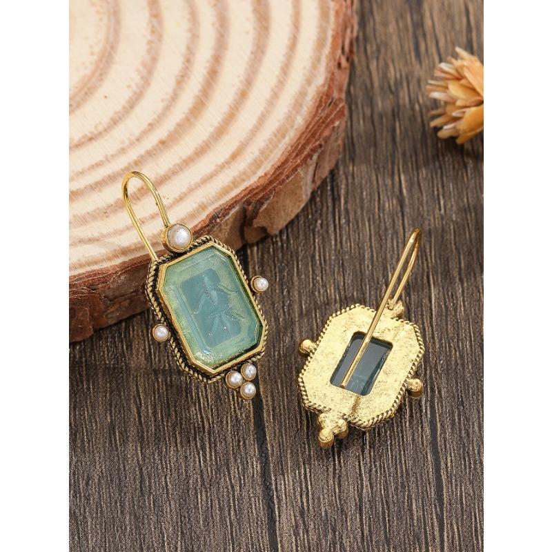 Elegant Retro Geometric Pendant Earrings For Women, Exquisite Pendant Perforated Earrings, Wedding Jewelry Gifts