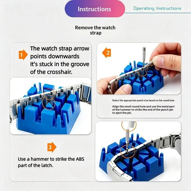 DIY Watch Repair Tool Kit for Enthusiasts Durable Case Opener Band Link Remover Screwdriver Spring Bar for Custom Adjustment
