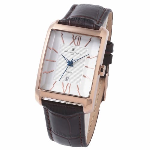 

Salvatore Marra Stainless Steel Cut Glass Watch SM21101-PGWH Men s