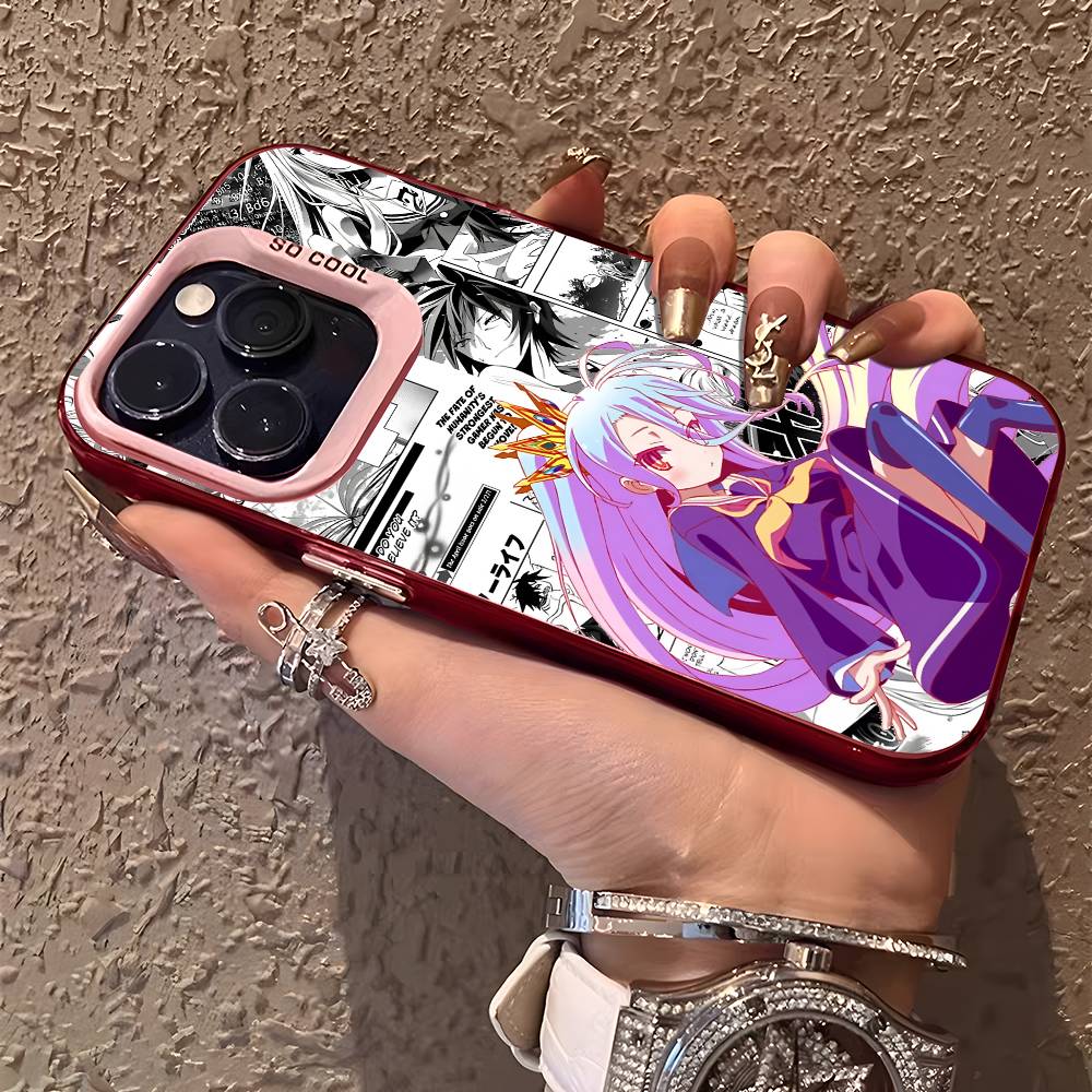 Anime Girl Shiro Phone Case For IPhone 17 16 15 14 13 12 11 Plus Pro Max Multicolor Aurora Laser Shockproof Funda Cover