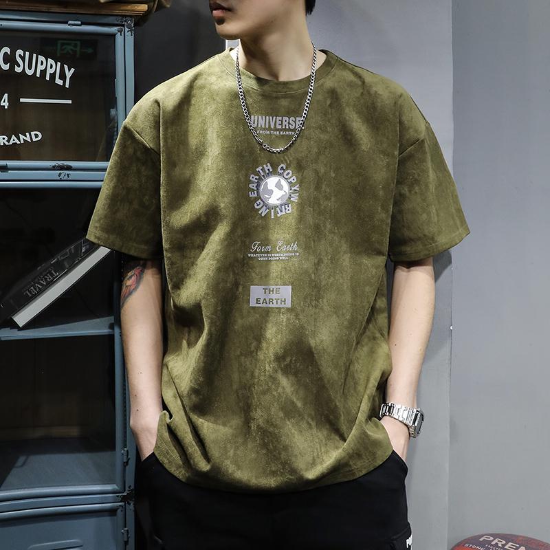 Men's Trendy Loose Fit Suede T-Shirt - Short-Sleeved Summer Style