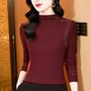 Damen Rollkragen Figurbetont Strickoberteil Bequem Detail Bordeaux Business Casual Bluse