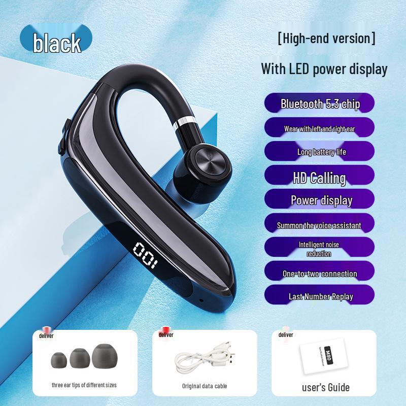 M80 Digital Display Ear-hook Bluetooth Earbuds: Long Standby for Sports & Running