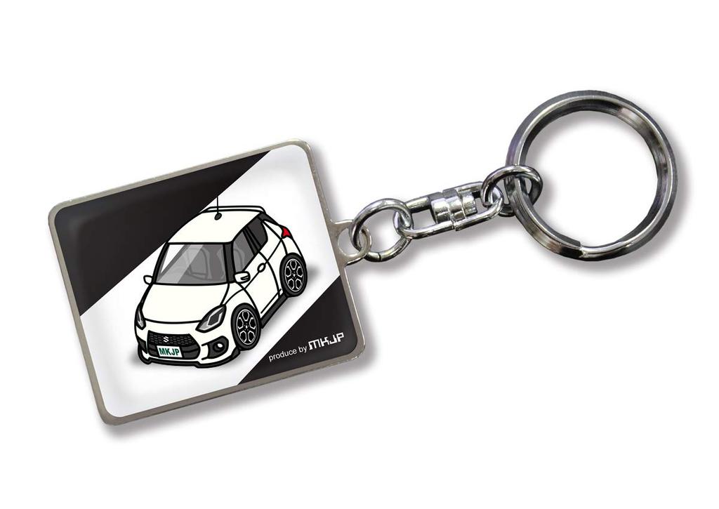 MKJP Custom Keychain for Suzuki Swift Sport Black White Car Color ZC33S, Base,