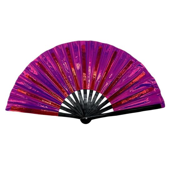 Yousheng Colorful Kung Fu Fan Holographic Foldable PVC Fan Ergonomic Handle Smooth Opening Closing Performance Fan Folk Craft Fan