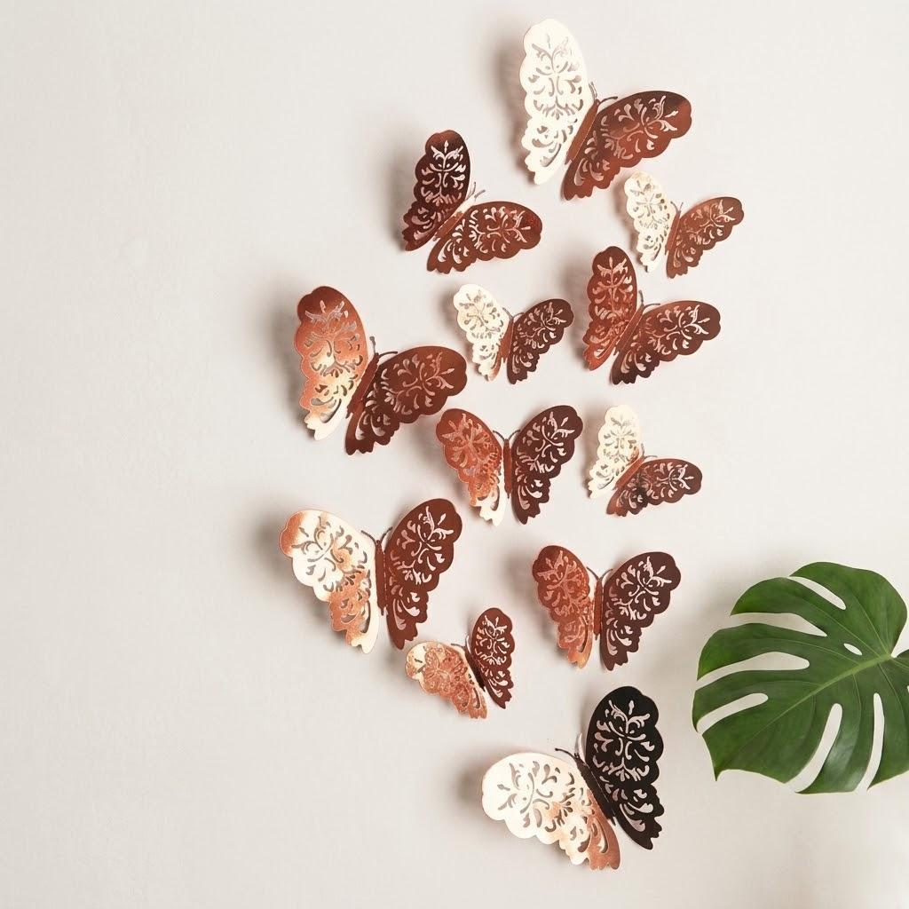 3D Butterfly Wall Stickers 12 Pieces Home Decor DIY Decals for Kids Room Nursery Bedroom Living Room Party Wedding Fridge