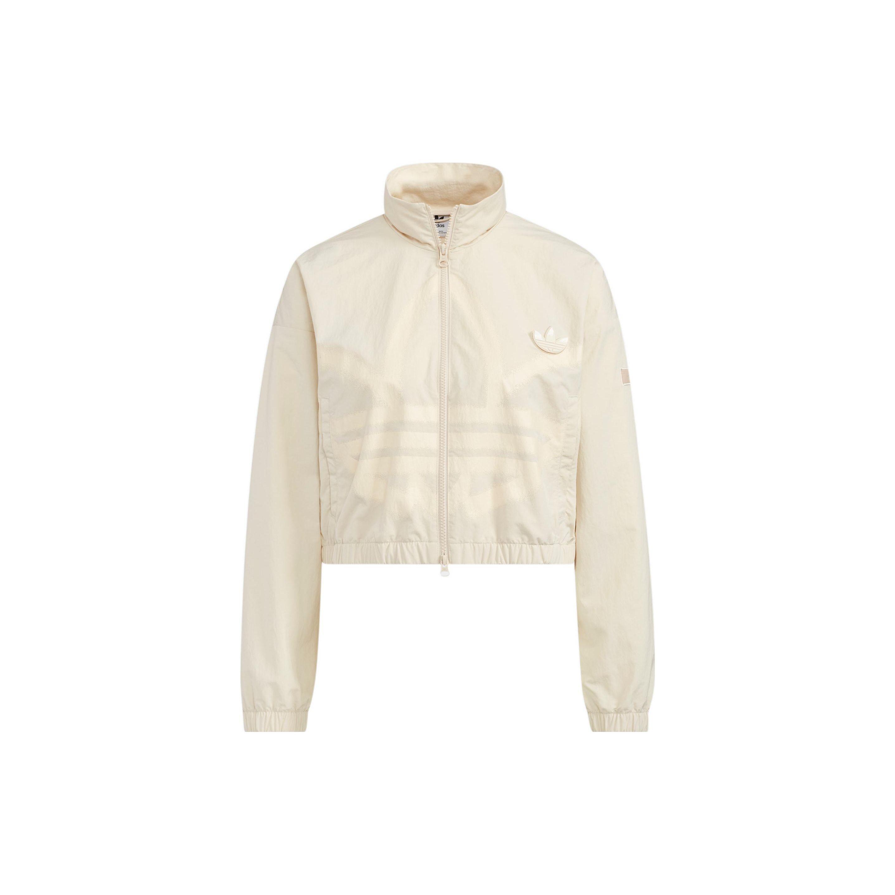 Adidas Originals FW22 Trefoil Stand Collar Logo Patch Casual Jacket Women Off-White HS1938 M-L